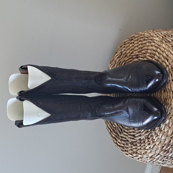 Lucchese 2000 Mens Cordovan Leather Embroidered Cowboy Boots Size 10EE - Picture 3 of 10